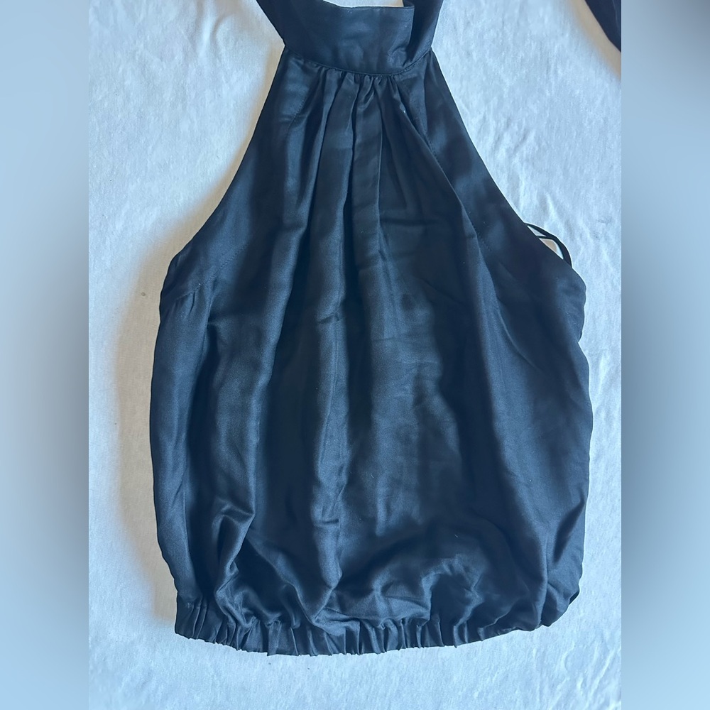 7 For All Mankind Black Silk Tie neck Halter Top xs - Picture 2 of 12